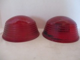 Two Vintage Red Corning D.Conical Traffic 160 Spread Traffic Lens