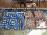 Two Vintage Hand Stitched Quilts-Blue Patchwork and Brown Star Burst