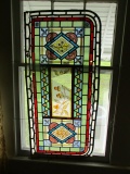 Vintage Stained Glass Panel with Rounded Corners