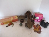 Vintage Metal Roller Skates, Extra Wheels, Sawyer's View-Master and Wood Top