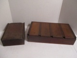 Two Vintage Wood Boxes with Slide Lids