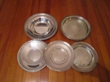 Five Silverplated Serving Trays with Cut Design Edges