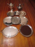 Tray of Silverplated Items-Coffee Servers, Trays, Handled Platter, etc.