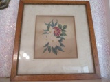 Signed and Dated Framed Hand Colored Floral Theorum