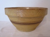 Large Antique Salt Glazed Bowl with Brown Stripe
