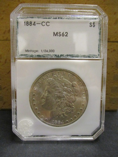 1884 CC Morgan Silver Dollar-Graded MS62