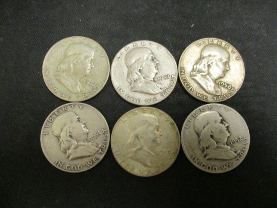 6 Franklin Half Dollars