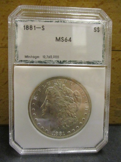 1881S Morgan Silver Dollar-Graded MS64