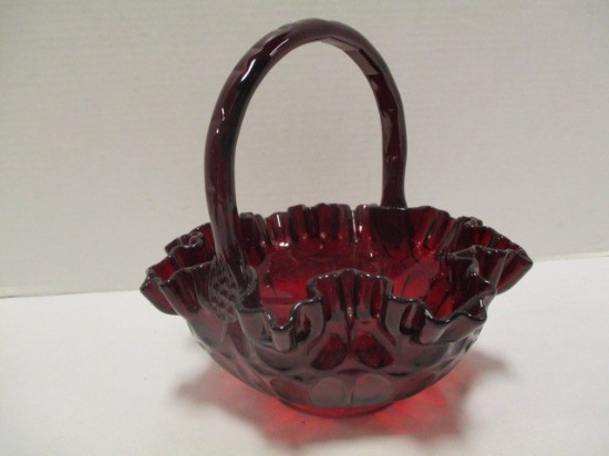 Red Glass Thumbprint Basket