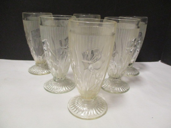 Six Iris & Herringbone Tea Glasses