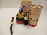 Fossil Popeye Watch in Tin with Brutus Figurine and Lorus Mickey Mouse Watch
