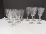 Stemware with Etched Floral Pattern