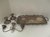 Barouge by Wallace Candlesticks and Old English by Poole Tray