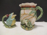 Frog Motif Pitcher and Creamer