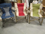 Three Natural Gear Folding Chairs - Two with Side Tables