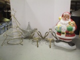 Blow Mold Santa, Metal Angel Stocking Hangers, Three Tier Tree Server Frame, Hanging Star