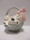 Vintage Kittens in Basket Planter