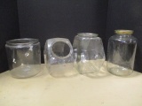 Three Glass Canisters and Pickle Jar