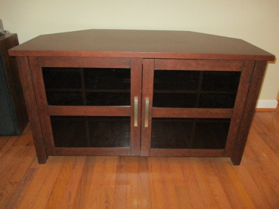 Wood Glass Door Cabinet with Divided Cubicles