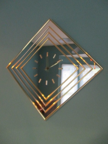 Mid Century Mirrored Wall Quartz Clock