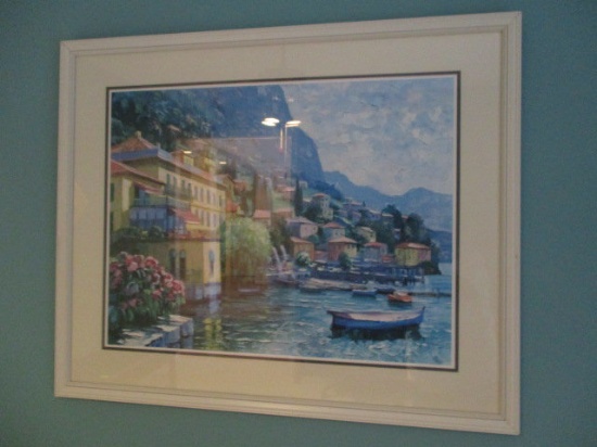 Framed and Matted Mountain Side Village Print