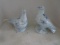 Pair of Blue and White Bird Covered Dishes