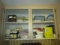 Cabinet Contents and Wicker Wall Shelf