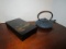 Oriental Metal Koi Teapot and Lidded Acrylic Box