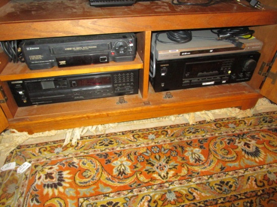 Sony DVD Player, Emerson VCR, Onkyo Stereo Receiver and Kenwood Multiple CD Player
