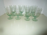 Eight Green Glass Goblets
