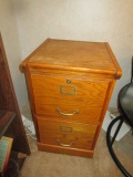 Two Drawer Oak Finish File Cabinet