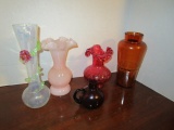Five Art Glass Vases