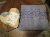 Hand Made Heart Pillow from Quilt and Hand Woven Crossnore School Pillow