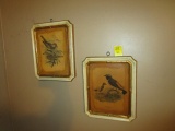 Pair of Vintage Chalkware Bird Plaques