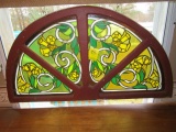 Half Round Stained Glass Daffodil Wood Framed Hanging
