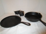 Cast Iron Griddle and Skillet and Mini Cauldrons
