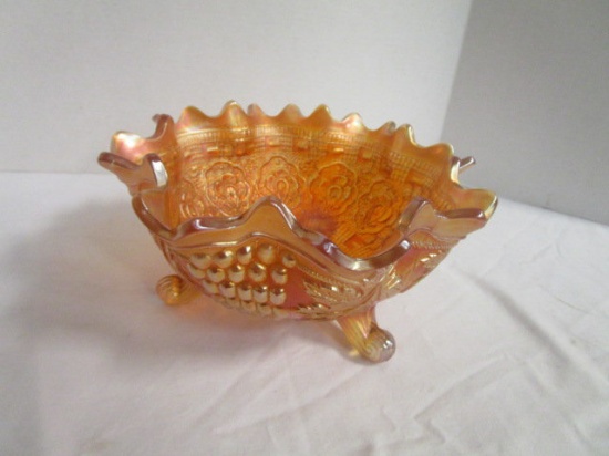Footed Carnival Glass Center Piece Bowl