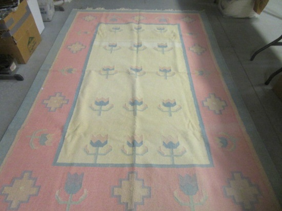 Woven Rug with Tulip Design
