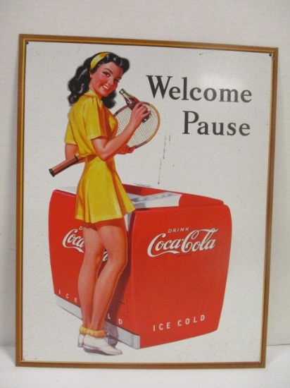 Coca-Cola Welcome Pause Tennis Metal Sign