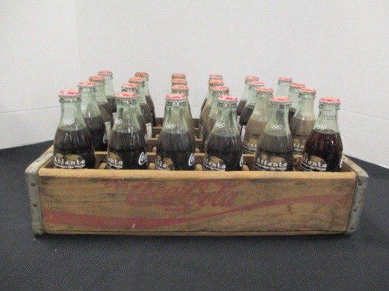 Coca-Cola Wood Crate with 1996 Atlanta Olympic Bottles