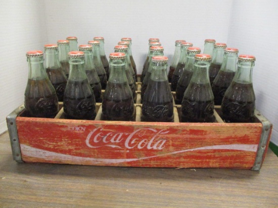 Coca-Cola Wood Crate Filled with 8 oz. Glass Coke Bottles