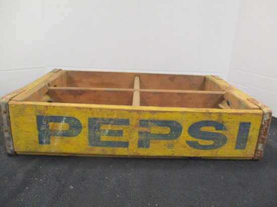 Vintage Yellow Wood Pepsi Bottle Crate