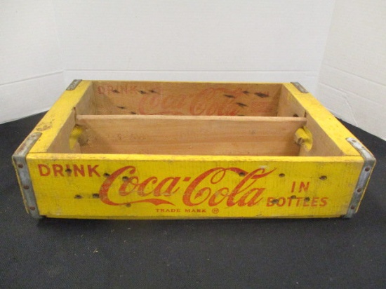 Vintage Yellow Wood Coca-Cola Bottle Crate