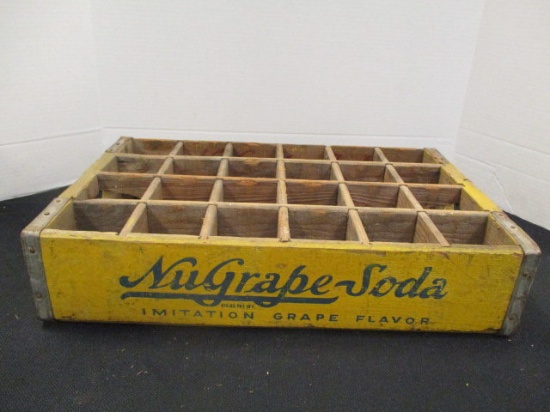 Vintage Yellow Wood NuGrape Soda Bottle Crate