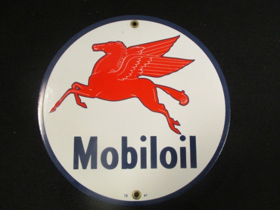 Mobil oil Round Porcelain Sign