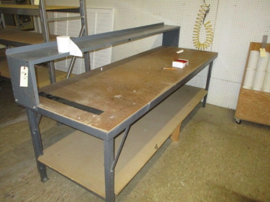 Metal Work Bench with Wood & Metal Shelves