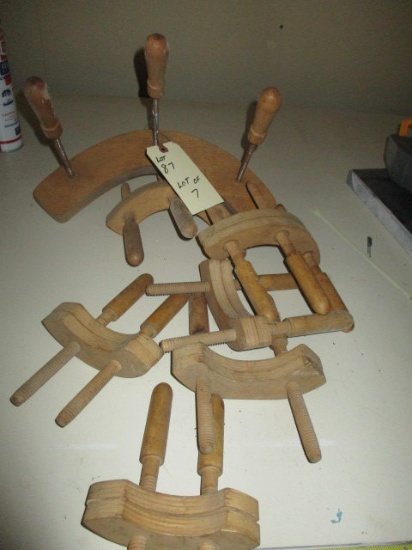 Lot of 7 Wood Clamps
