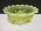 Unmarked Northwood Opalescent Vaseline Glass Klondyke Footed Bowl