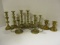 Five Pairs of Brass Candle Holders