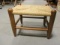 Wood Foot Stool with Woven Seat